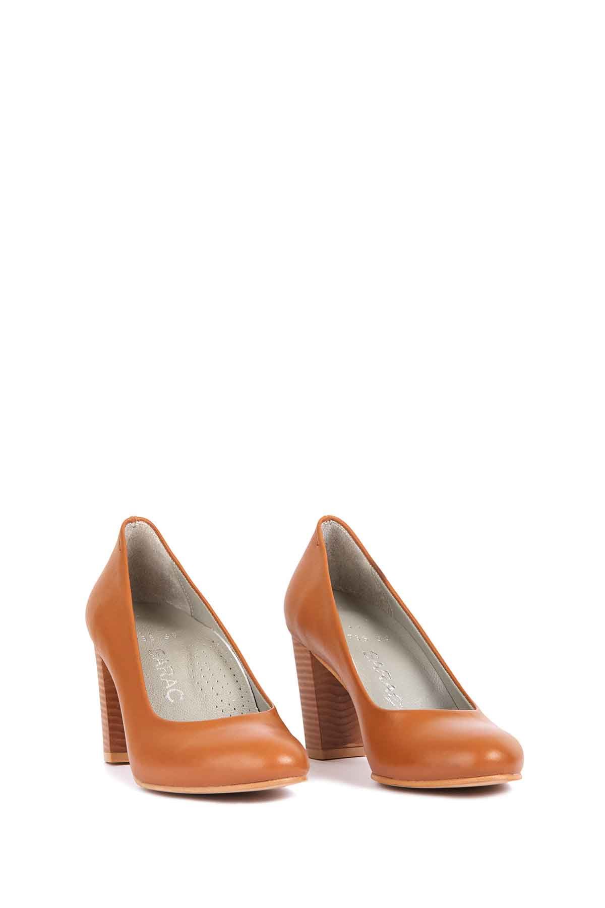 Gerçek Deri Taba  Kadın Topuklu Ayakkabı Tabha 