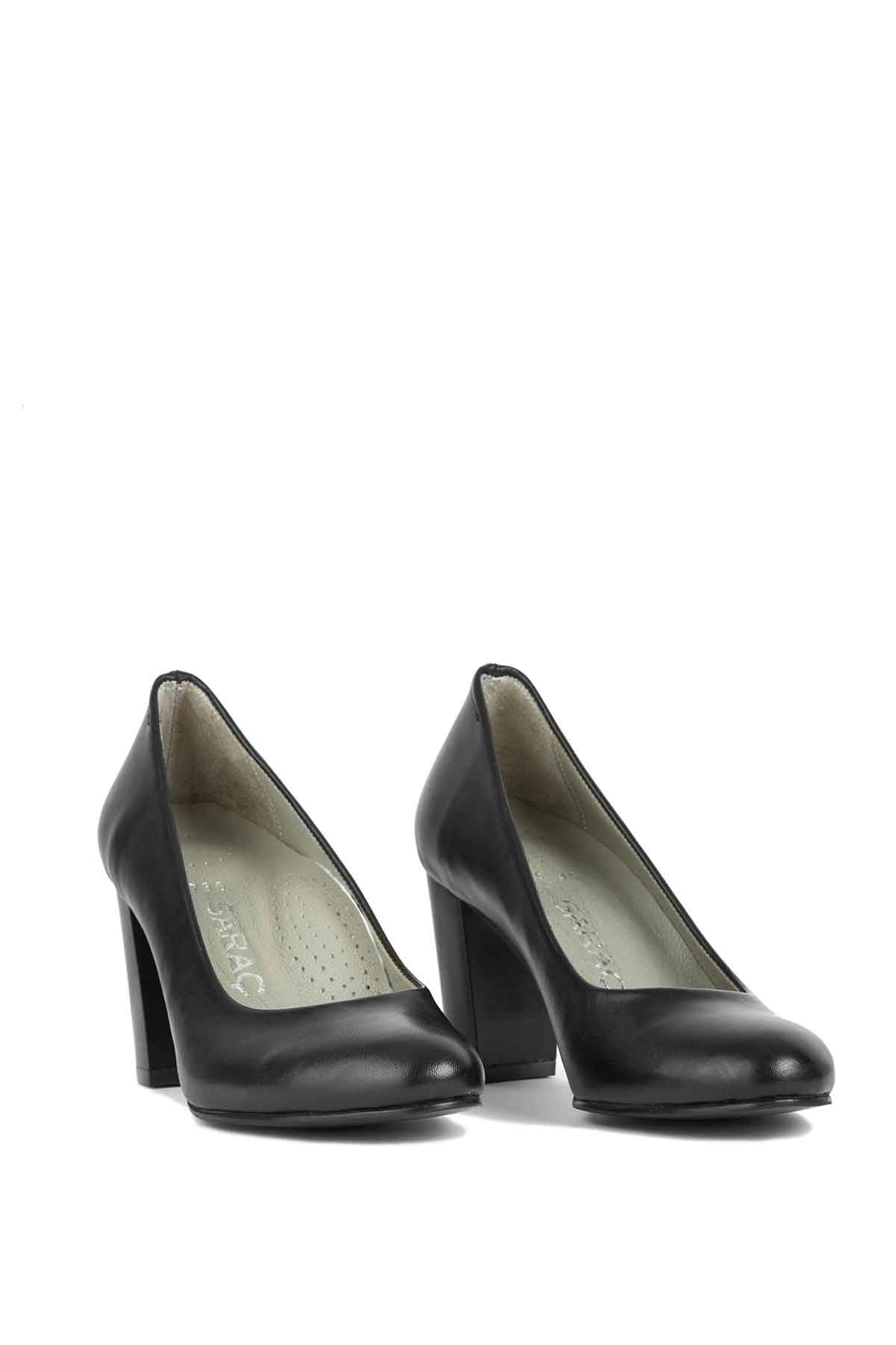 Gerçek Deri Kadın Topuklu Ayakkabı  Siyah Tabha