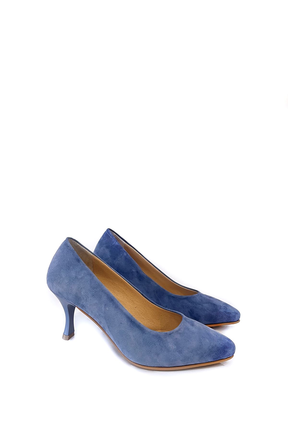 Gerçek Süet Kadın Topuklu Ayakkabı  Mavi  Cool  