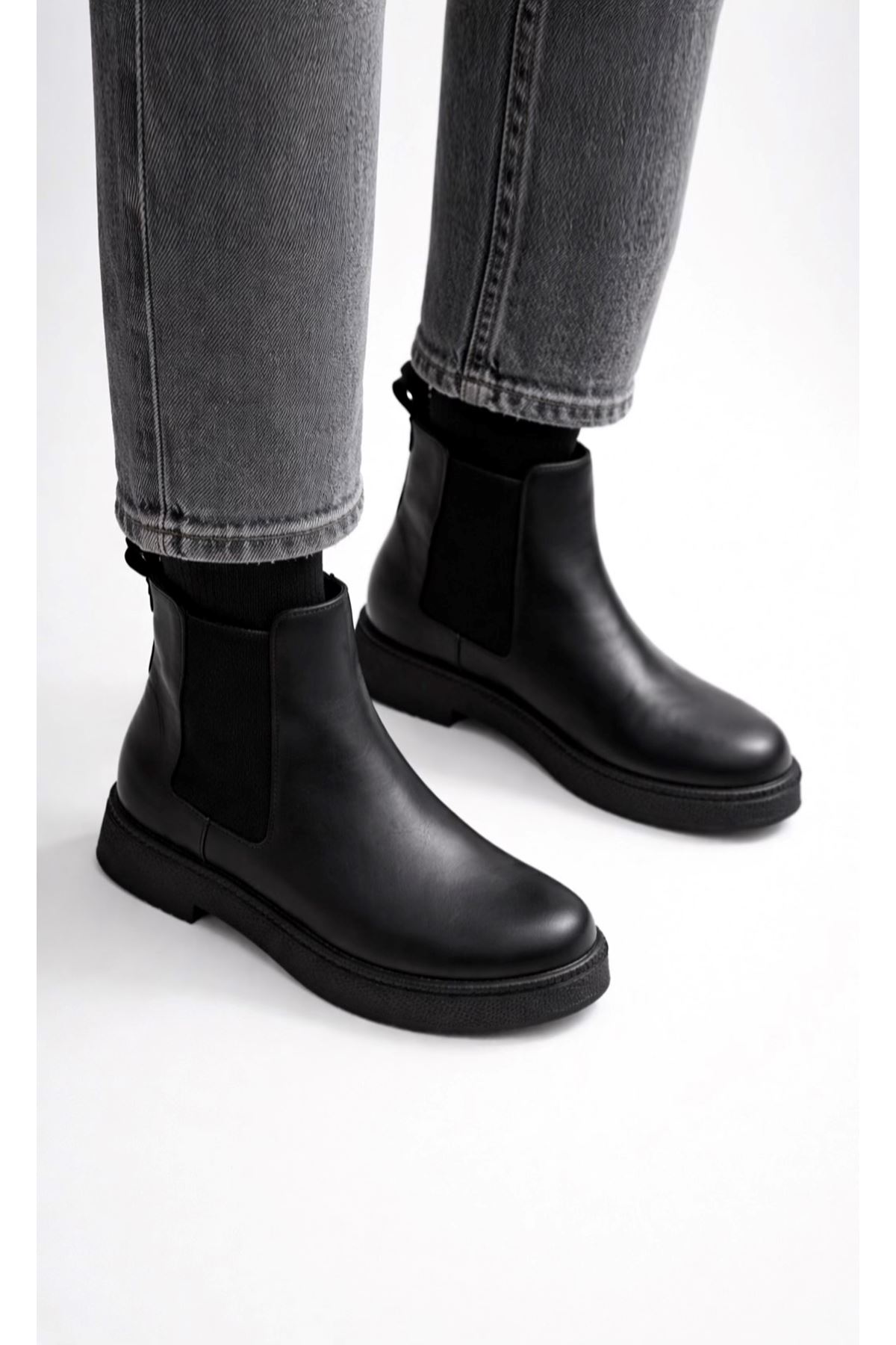 Gerçek Deri  Siyah Aurel Kadın Bot 