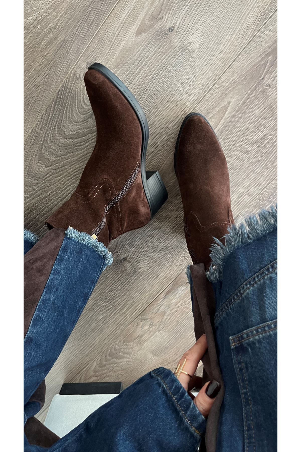 Gerçek Deri  Süet Kadın Bot Kahverengi  Welini 