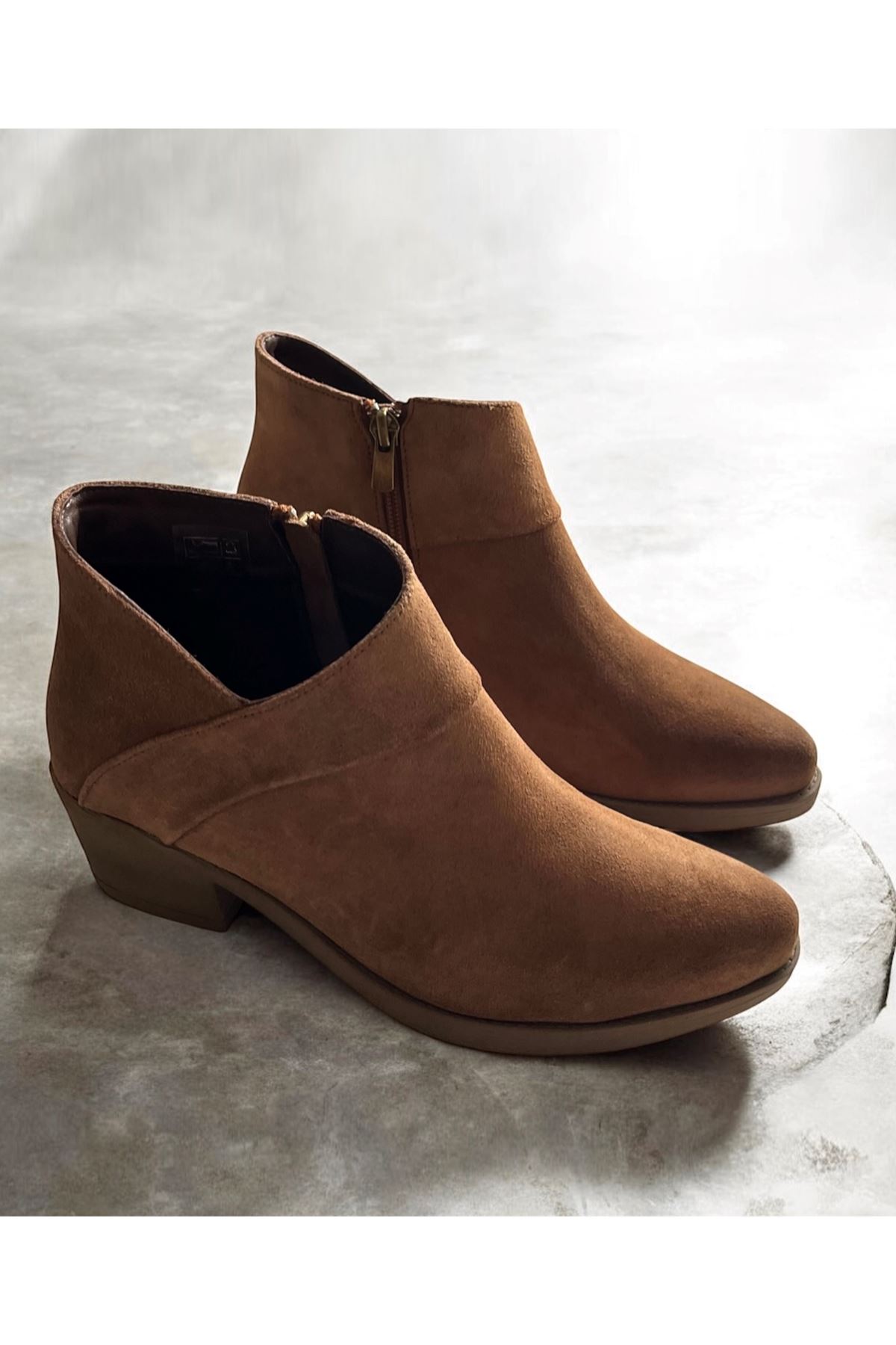 Gerçek Deri Süet  Kadın Bot  Kahverengi Lucky 