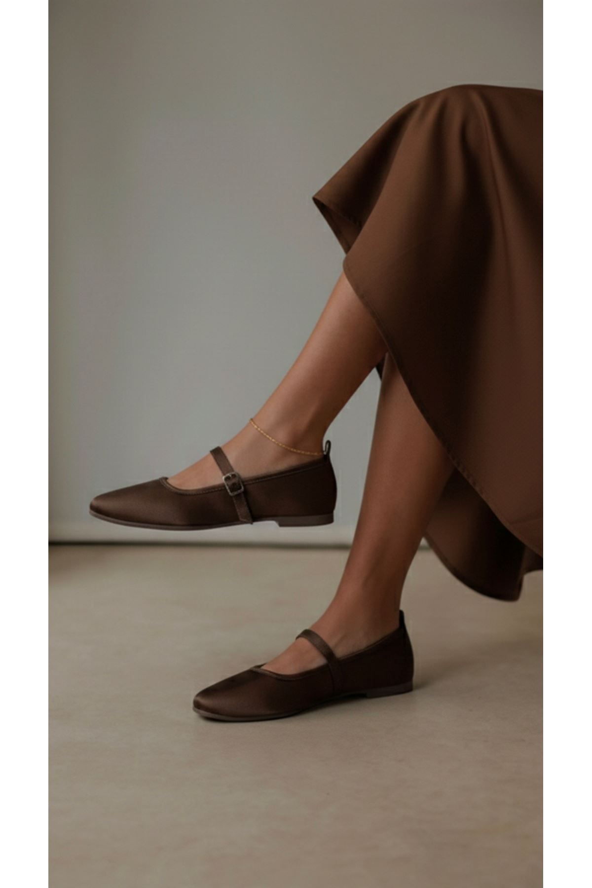 Kahverengi  Kadın Tokalı Babet  Sofia  