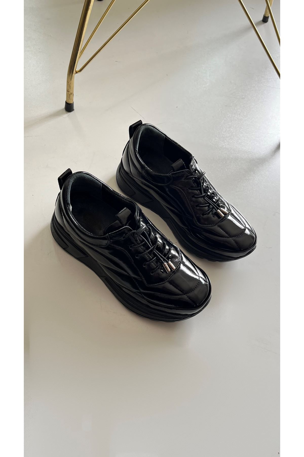 Gerçek Deri Siyah Kadın  Sneaker  Milano