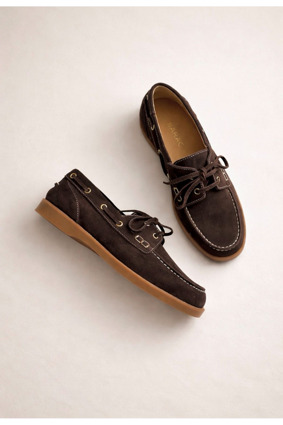 Gerçek Süet Kahverengi Kadın Loafer Mermaid