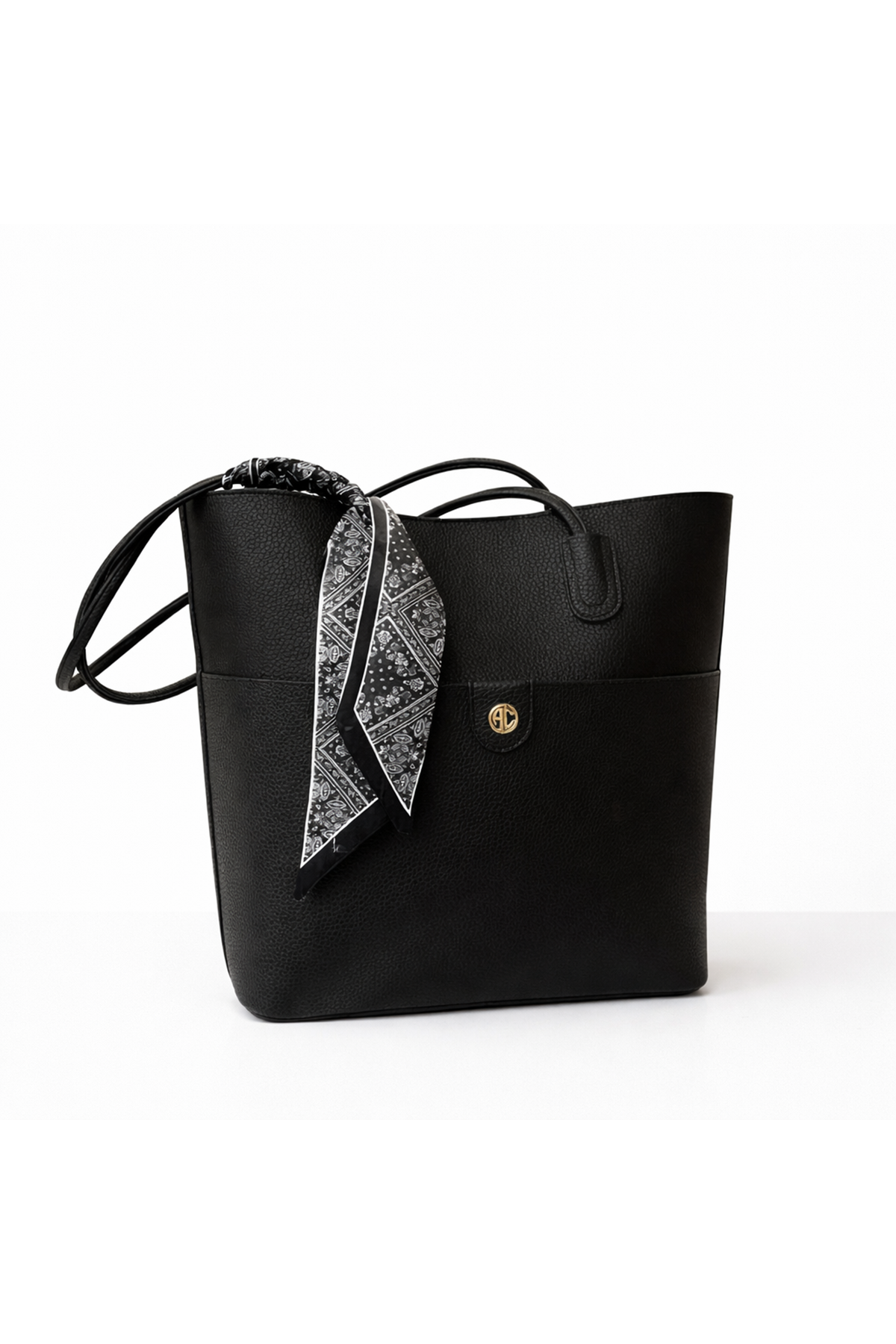 Kadın Siyah Fularlı  Omuz  Çantası  Marlo