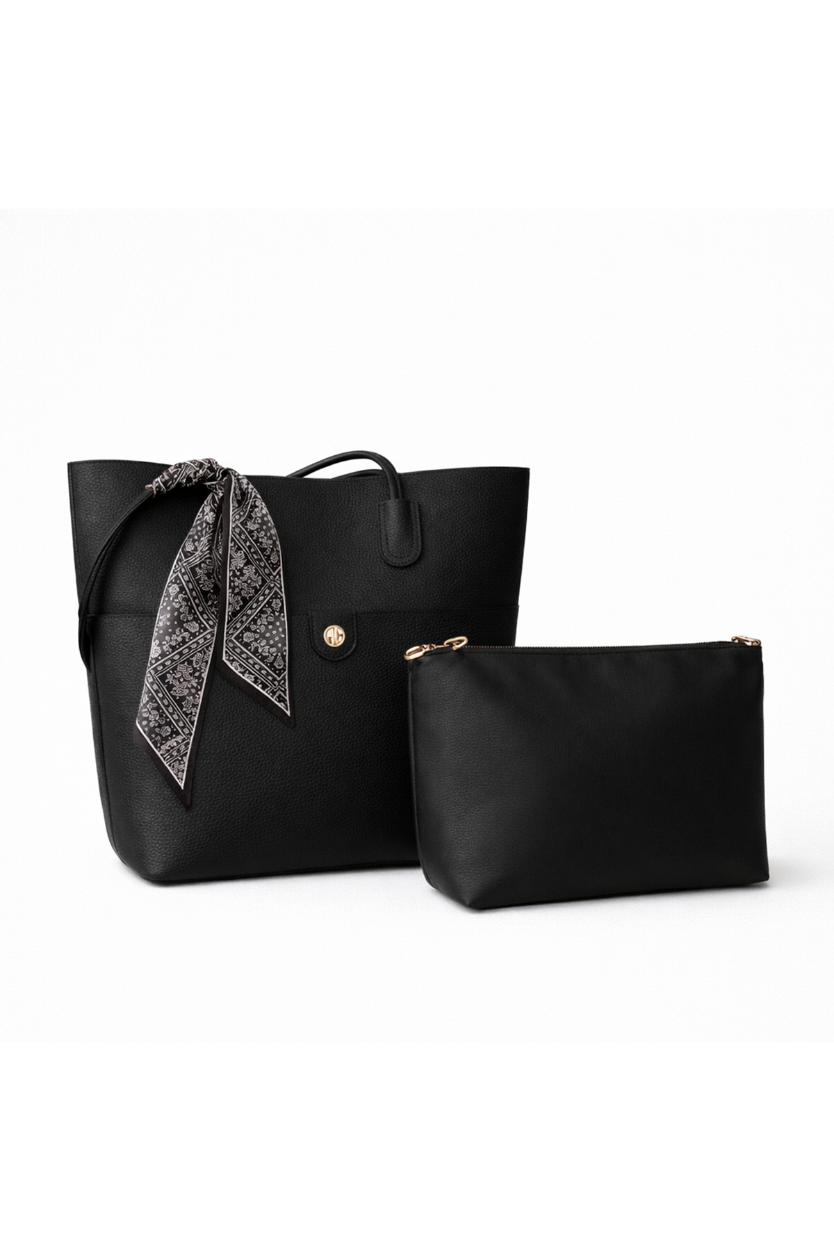 Kadın Siyah Fularlı  Omuz  Çantası  Marlo