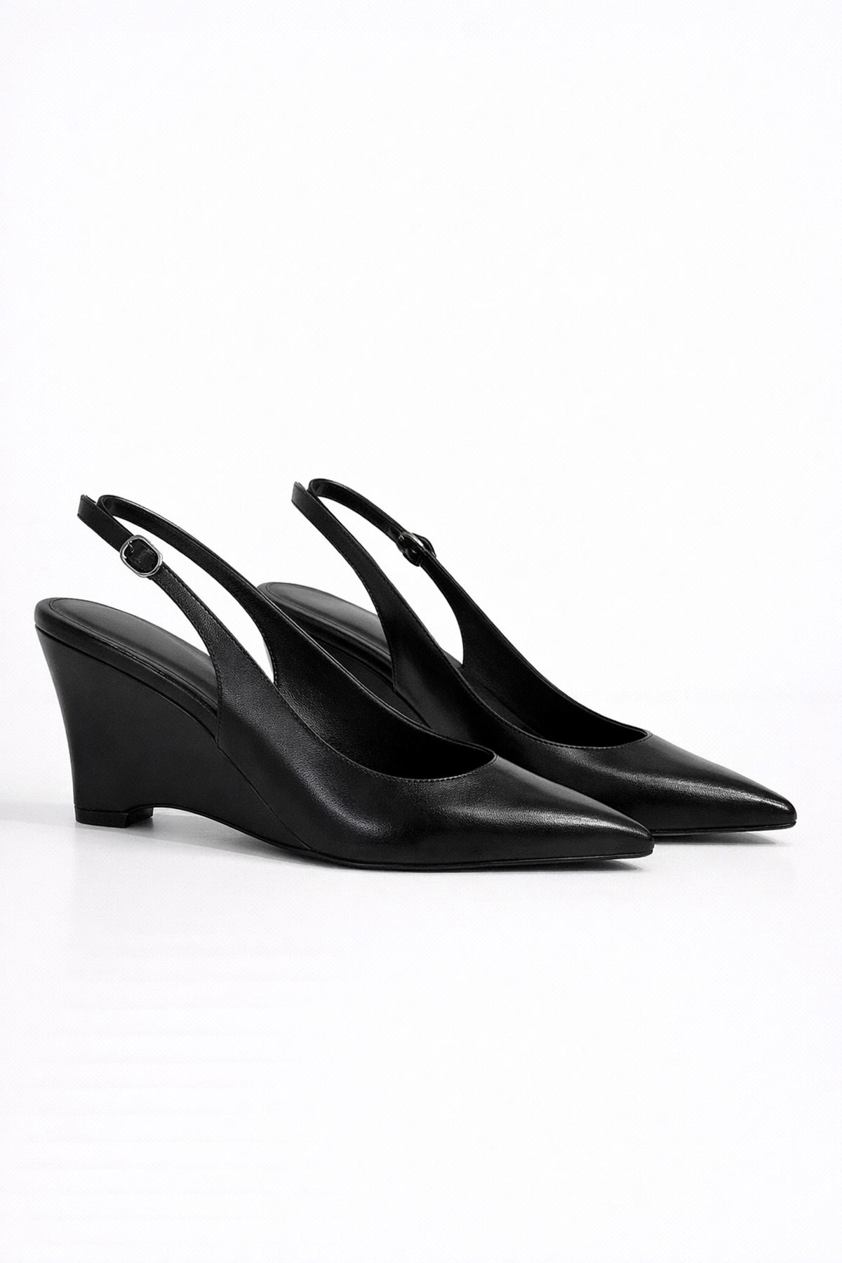  Kadın Dolgu Topuklu  Ayakkabı Siyah  Elegance