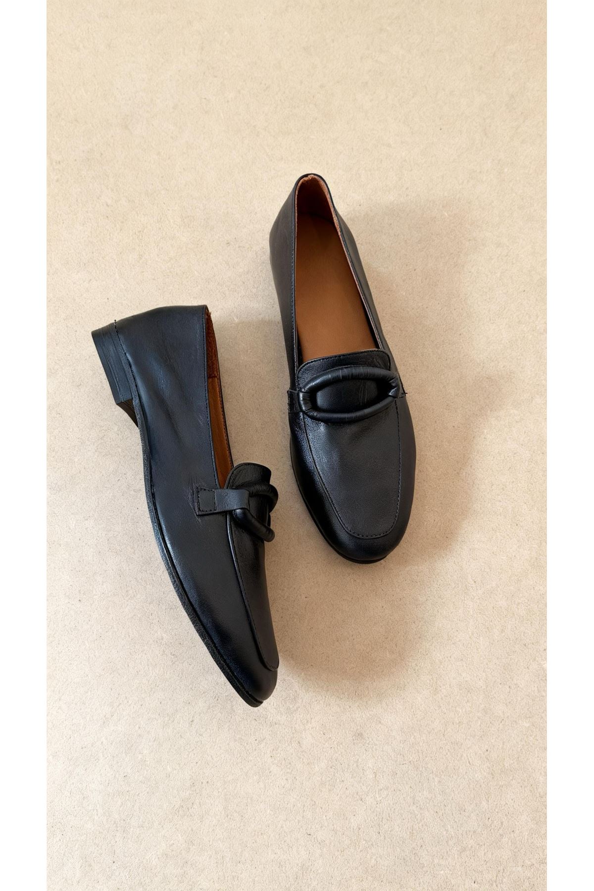 Gerçek Deri Kadın  Siyah Loafer  Valence