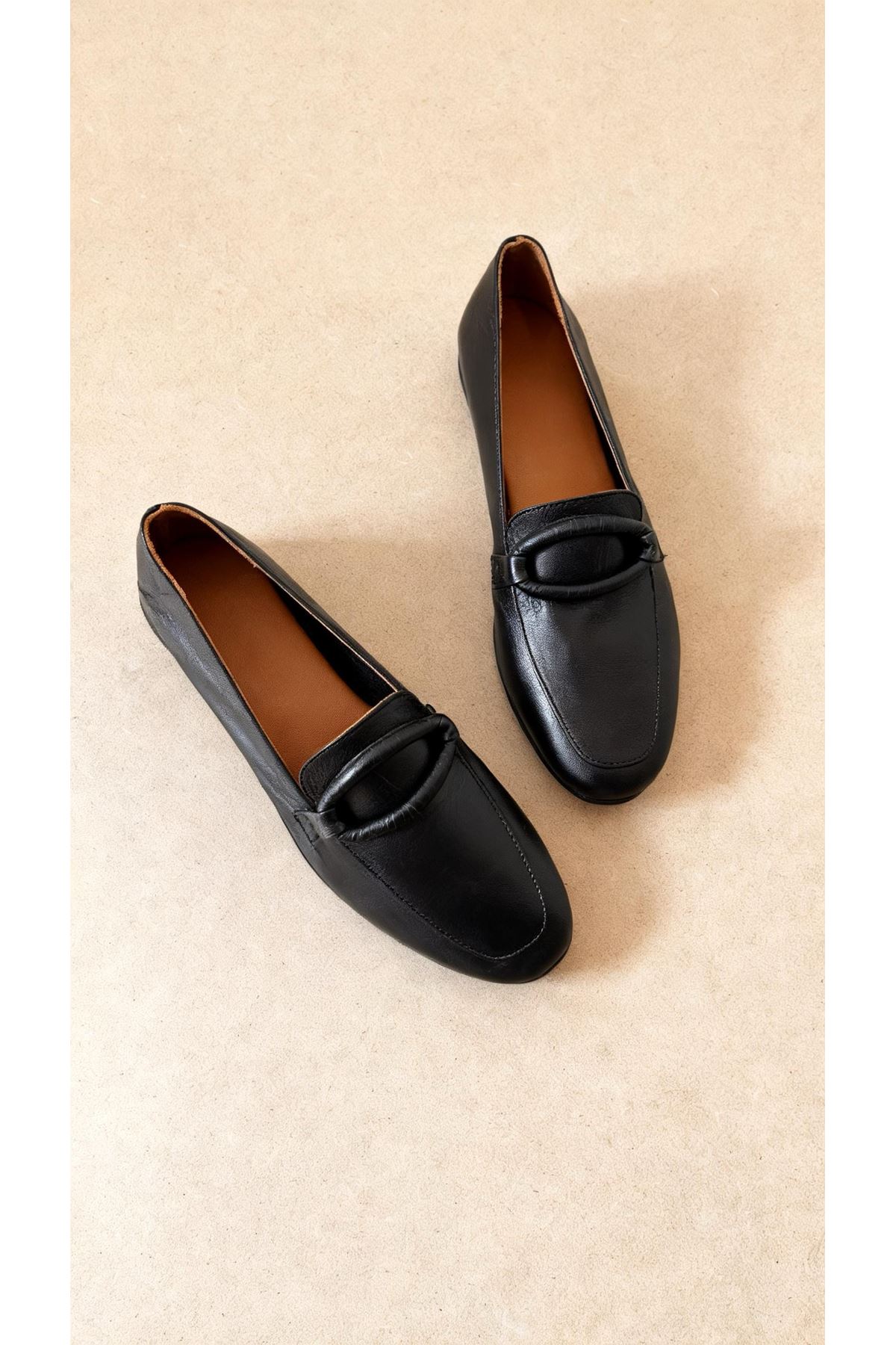 Gerçek Deri Kadın  Siyah Loafer  Valence