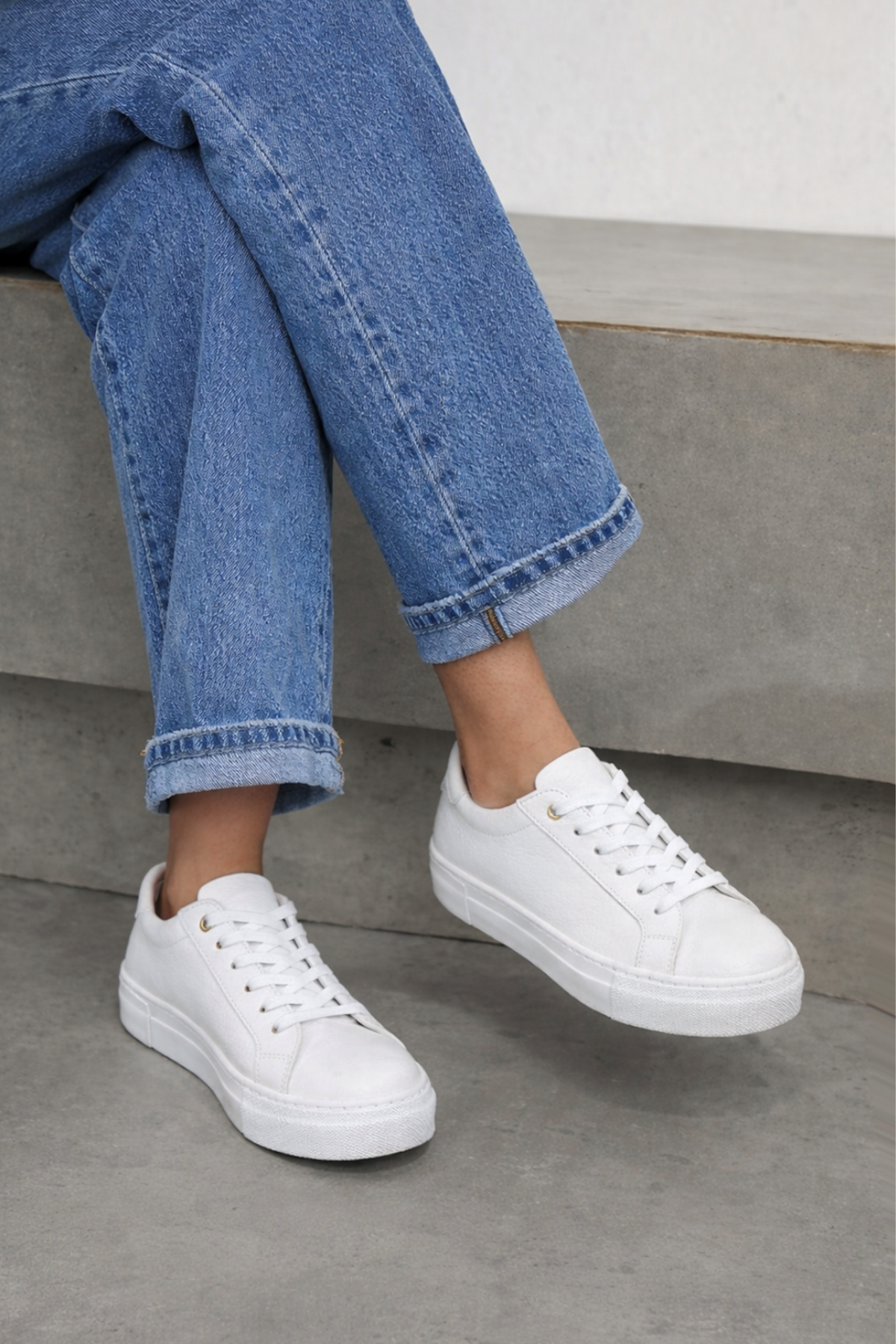 Gerçek Deri Beyaz  Kadın  Sneaker  Vince  