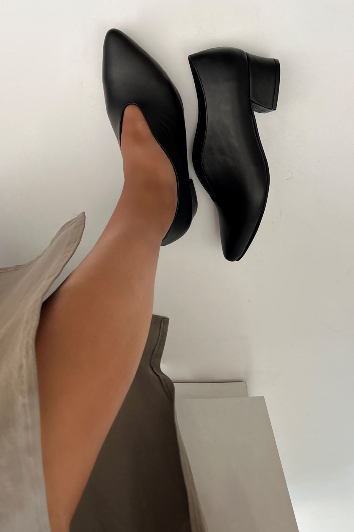 Gerçek Deri Kadın Topuklu Ayakkabı Siyah  Slitte