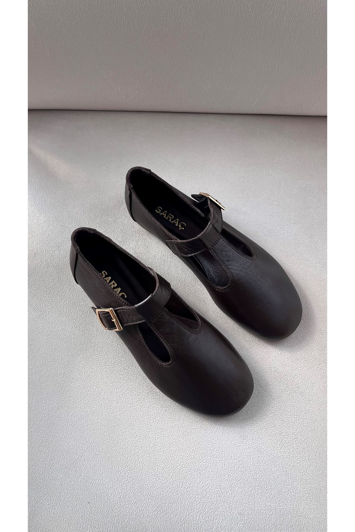 Hakiki Deri Kadın Babet Kahverengi  Amber 