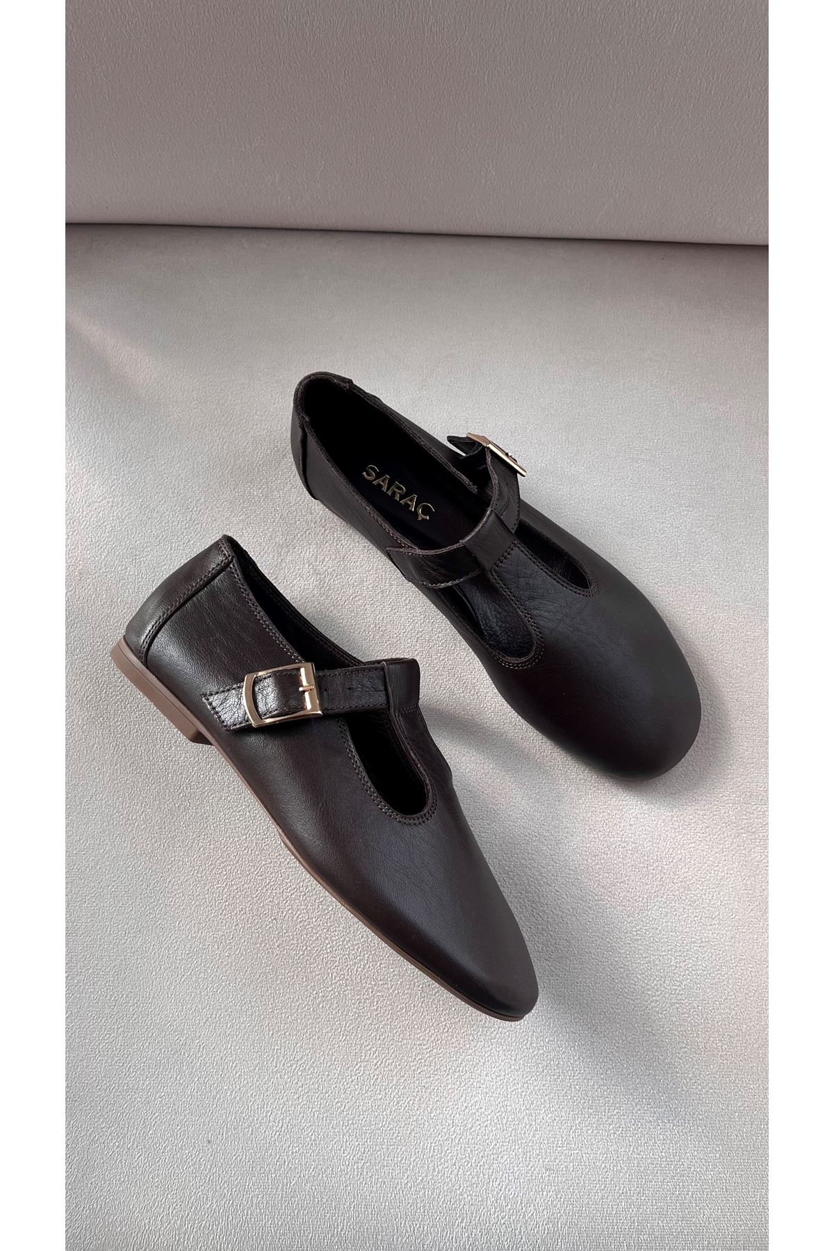 Hakiki Deri Kadın Babet Kahverengi  Amber 