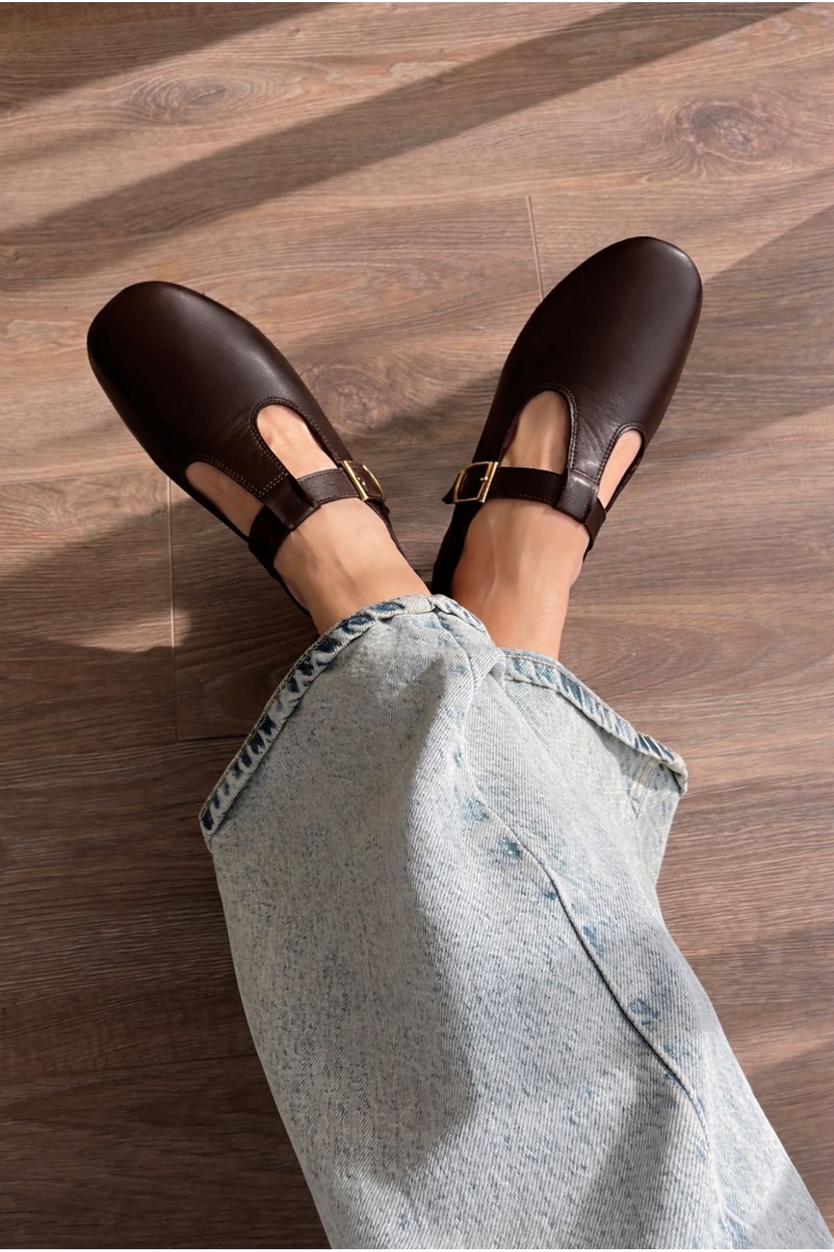 Hakiki Deri Kadın Babet Kahverengi  Amber 