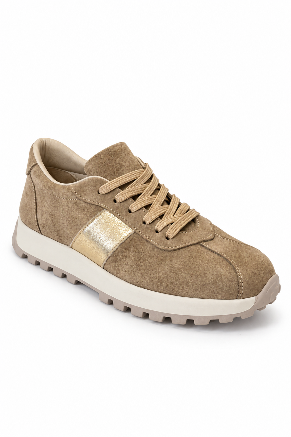Hakiki Süet Deri Kadın  Sneaker Toprak Kahve Riva 