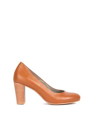Gerçek Deri  Kadın Topuklu Ayakkabı Taba TAbha
