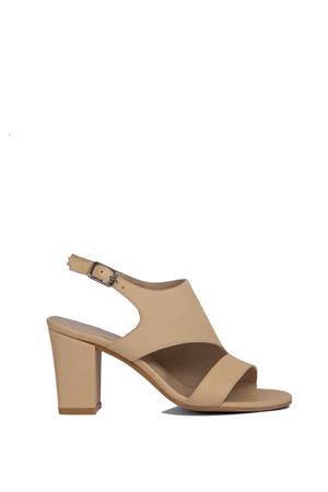 Gerçek Deri Kadın Topuklu Nude Asymmetric