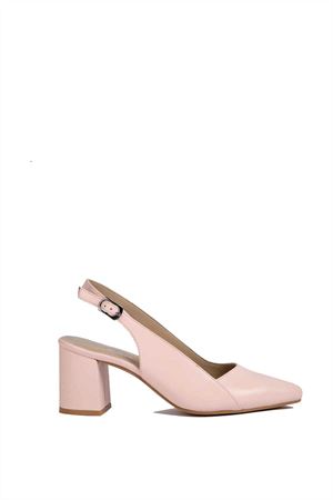 Gerçek Deri  Kadın Topuklu Ayakkabı Pudra Sewing Lovely