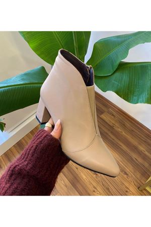 Gerçek Deri  Kadın Bot Vizon  Elegant