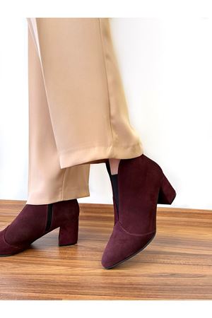 Gerçek Deri  Kadın Bot Bordo Süet  Elegant 