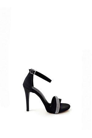  Kadın Topuklu Siyah Saten Dia