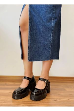  Kadın Ayakkabı   Siyah Tokalı Pelina