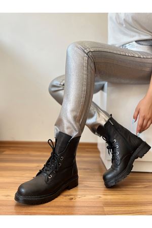 Gerçek Deri Kadın Bot Siyah  Roppo 