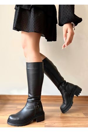 Gerçek Deri Kadın Çizme Siyah New Best 