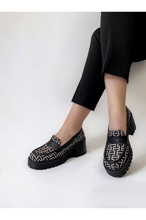  Kadın Ayakkabı  Siyah Desenli  Patter