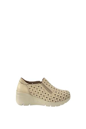 Gerçek Deri Kadın  Dolgu Topuk Ekru Glare 