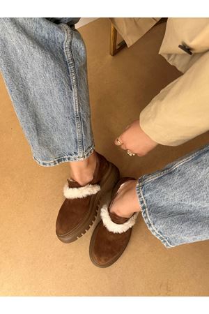Gerçek Deri Süet Kahverengi Kadın Ayakkabı Winter