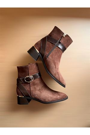 Gerçek Deri Kadın Bot Kahverengi  Tokalı Gowwy 