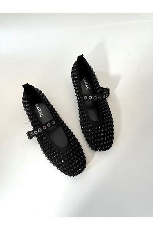 Gerçek Deri  Süet Kadın Babet Siyah Taşlı Diamond