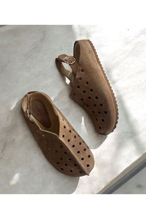 Gerçek Deri Vizon Süet Kadın Sandalet Hollow