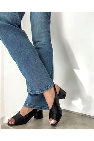 Gerçek Deri  Siyah Kadın Topuklu Ayakkabı Klye
