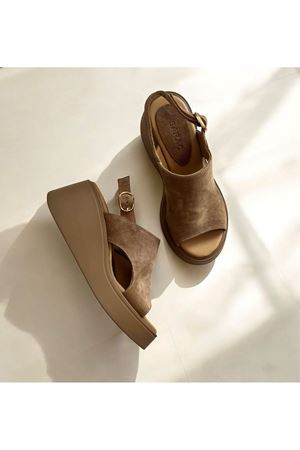 Gerçek Deri Süet Vizon Kadın Sandalet Bunny 