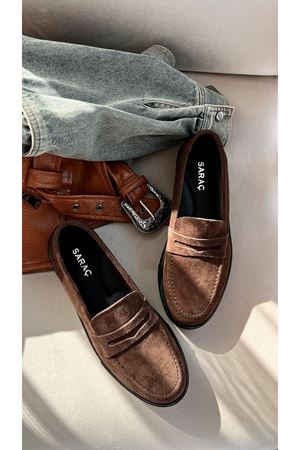 Gerçek Süet Kahverengi Kadın Loafer  Gossa 