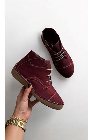 Gerçek Deri Kadın Bot Bordo Verona 