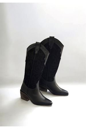 Gerçek Deri Kadın Western  Çizme  Siyah Westy 