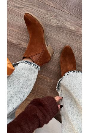 Gerçek Deri Süet  Kadın Bot  Taba Cozy 