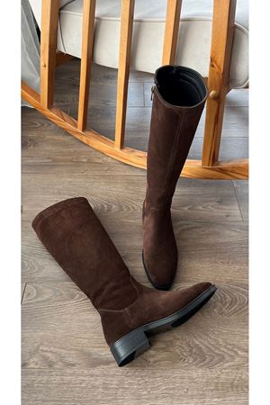 Gerçek Deri Süet Kadın Çizme  Kahverengi  Lady 