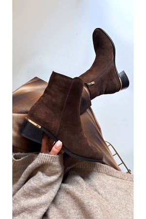 Gerçek Deri Süet  Kadın Bot  Kahverengi Talsa