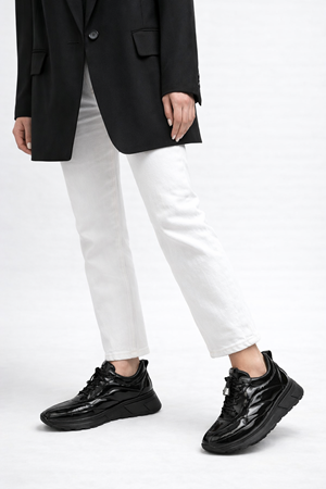 Gerçek Deri Siyah Kadın  Sneaker  Milano