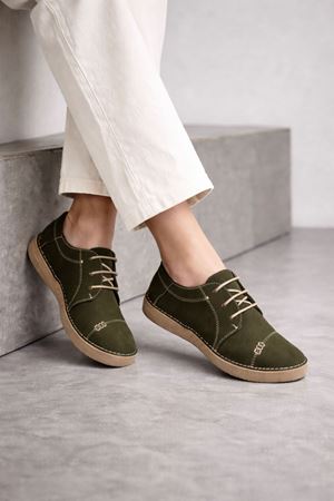 Gerçek Deri Nubuk Kadın  Ayakkabı Yeşil  Cotton