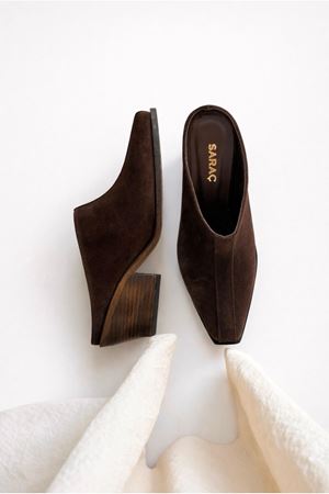 Gerçek Süet Deri   Kahverengi  Kadın Terlik  Glamour  