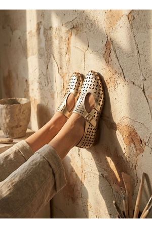 Gerçek  Deri Kadın Babet Gold Tokalı Dolce 