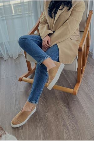 Gerçek Deri Süet Vizon Kadın  Sneaker Tiger