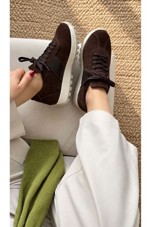 Hakiki Süet Deri Kadın  Sneaker Kahverengi  Riva