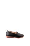 Gerçek Deri Siyah Kadın Loafer  Straight